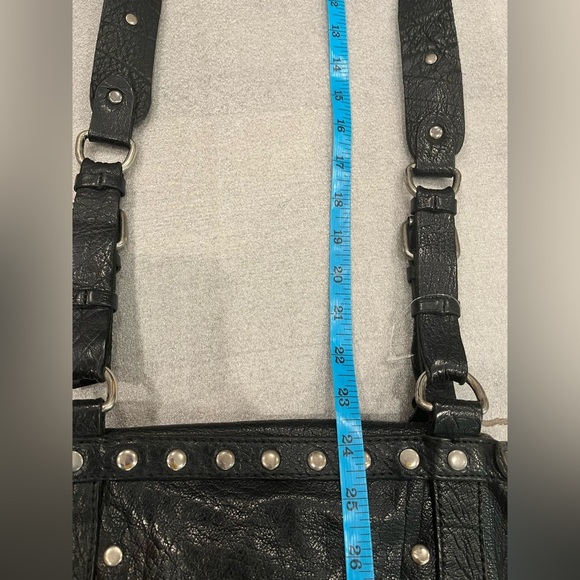 Lucky Brand Pebble Leather Studded Black Crossbody Bag Boho Hippie - Picture 15 of 16